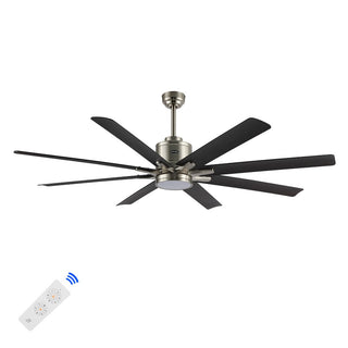 Harbor 66" Contemporary Industrial Iron/Plastic Mobile-App/Remote-Controlled 6-Speed Ceiling Fan with Integrated LED Light