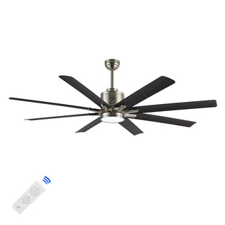 Harbor 66" Contemporary Industrial Iron/Plastic Mobile-App/Remote-Controlled 6-Speed Ceiling Fan with Integrated LED Light