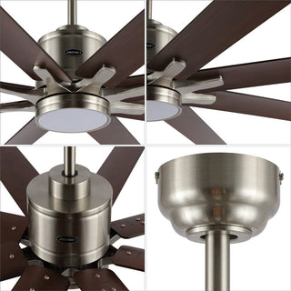 Harbor 66" Contemporary Industrial Iron/Plastic Mobile-App/Remote-Controlled 6-Speed Ceiling Fan with Integrated LED Light