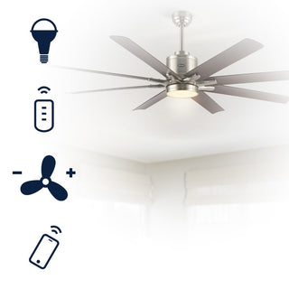 Harbor 66" Contemporary Industrial Iron/Plastic Mobile-App/Remote-Controlled 6-Speed Ceiling Fan with Integrated LED Light