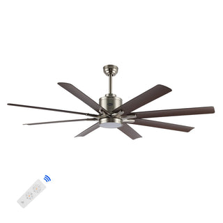 Harbor 66" Contemporary Industrial Iron/Plastic Mobile-App/Remote-Controlled 6-Speed Ceiling Fan with Integrated LED Light