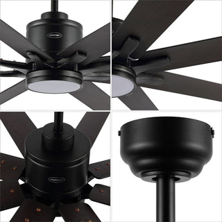 Harbor 66" Contemporary Industrial Iron/Plastic Mobile-App/Remote-Controlled 6-Speed Ceiling Fan with Integrated LED Light