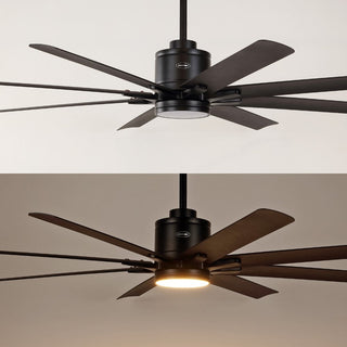 Harbor 66" Contemporary Industrial Iron/Plastic Mobile-App/Remote-Controlled 6-Speed Ceiling Fan with Integrated LED Light