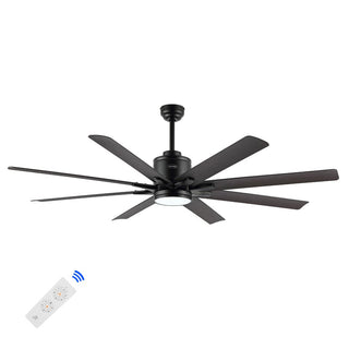 Harbor 66" Contemporary Industrial Iron/Plastic Mobile-App/Remote-Controlled 6-Speed Ceiling Fan with Integrated LED Light