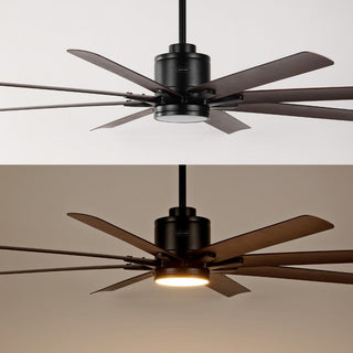 Harbor 66" Contemporary Industrial Iron/Plastic Mobile-App/Remote-Controlled 6-Speed Ceiling Fan with Integrated LED Light