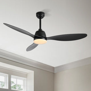 Obabala 52" Classic Industrial Iron/Plastic Mobile-App/Remote-Controlled 6-Speed Propeller Integrated LED Ceiling Fan