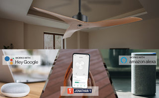 Roboto 50" Modern Minimalist Iron/Plastic Mobile-App/Remote-Controlled 6-Speed Razor Ceiling Fan