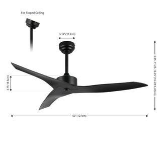 Roboto 50" Modern Minimalist Iron/Plastic Mobile-App/Remote-Controlled 6-Speed Razor Ceiling Fan