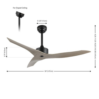 Roboto 50" Modern Minimalist Iron/Plastic Mobile-App/Remote-Controlled 6-Speed Razor Ceiling Fan