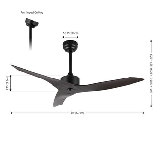 Roboto 50" Modern Minimalist Iron/Plastic Mobile-App/Remote-Controlled 6-Speed Razor Ceiling Fan