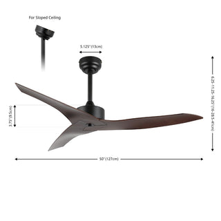 Roboto 50" Modern Minimalist Iron/Plastic Mobile-App/Remote-Controlled 6-Speed Razor Ceiling Fan