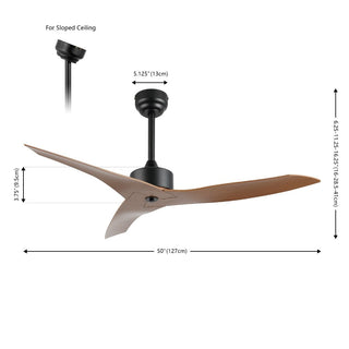 Roboto 50" Modern Minimalist Iron/Plastic Mobile-App/Remote-Controlled 6-Speed Razor Ceiling Fan