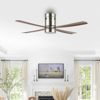 Pauly 52" Contemporary Minimalist Iron/Acrylic Mobile-App/Remote-Controlled 6-Speed Integrated LED Ceiling Fan