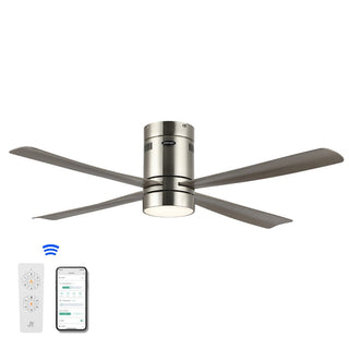 Pauly 52" Contemporary Minimalist Iron/Acrylic Mobile-App/Remote-Controlled 6-Speed Integrated LED Ceiling Fan