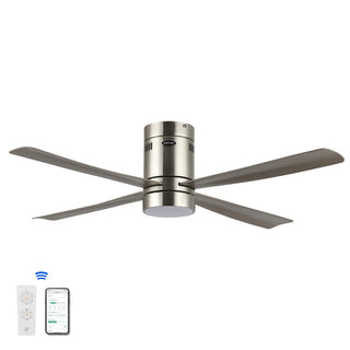 Pauly 52" Contemporary Minimalist Iron/Acrylic Mobile-App/Remote-Controlled 6-Speed Integrated LED Ceiling Fan