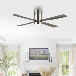 Pauly 52" Contemporary Minimalist Iron/Acrylic Mobile-App/Remote-Controlled 6-Speed Integrated LED Ceiling Fan