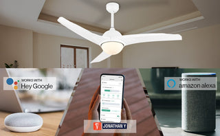 Marissa 52" Contemporary Industrial Iron/Plastic Mobile-App/Remote-Controlled 6-Speed Propeller Integrated LED Ceiling Fan