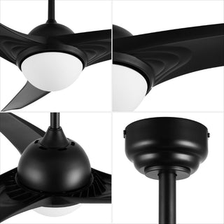 Marissa 52" Contemporary Industrial Iron/Plastic Mobile-App/Remote-Controlled 6-Speed Propeller Integrated LED Ceiling Fan