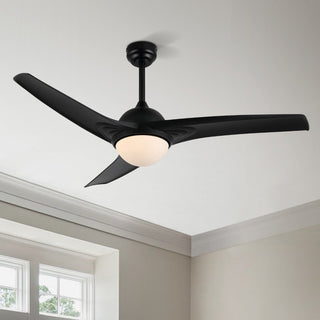 Marissa 52" Contemporary Industrial Iron/Plastic Mobile-App/Remote-Controlled 6-Speed Propeller Integrated LED Ceiling Fan