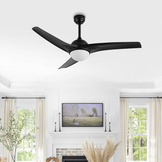 Marissa 52" Contemporary Industrial Iron/Plastic Mobile-App/Remote-Controlled 6-Speed Propeller Integrated LED Ceiling Fan