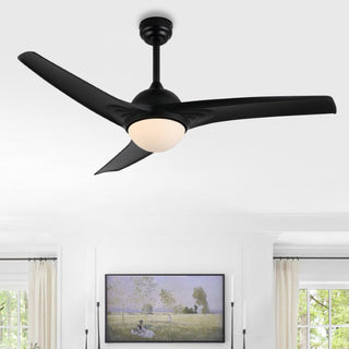 Marissa 52" Contemporary Industrial Iron/Plastic Mobile-App/Remote-Controlled 6-Speed Propeller Integrated LED Ceiling Fan