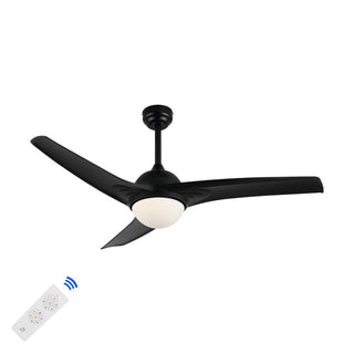 Marissa 52" Contemporary Industrial Iron/Plastic Mobile-App/Remote-Controlled 6-Speed Propeller Integrated LED Ceiling Fan