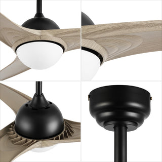 Marissa 52" Contemporary Industrial Iron/Plastic Mobile-App/Remote-Controlled 6-Speed Propeller Integrated LED Ceiling Fan