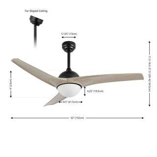 Marissa 52" Contemporary Industrial Iron/Plastic Mobile-App/Remote-Controlled 6-Speed Propeller Integrated LED Ceiling Fan