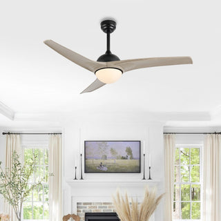 Marissa 52" Contemporary Industrial Iron/Plastic Mobile-App/Remote-Controlled 6-Speed Propeller Integrated LED Ceiling Fan