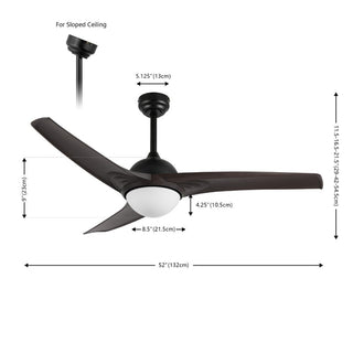 Marissa 52" Contemporary Industrial Iron/Plastic Mobile-App/Remote-Controlled 6-Speed Propeller Integrated LED Ceiling Fan