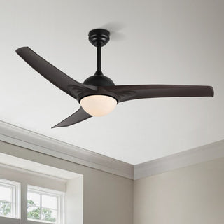 Marissa 52" Contemporary Industrial Iron/Plastic Mobile-App/Remote-Controlled 6-Speed Propeller Integrated LED Ceiling Fan