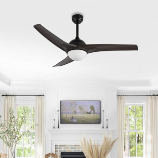 Marissa 52" Contemporary Industrial Iron/Plastic Mobile-App/Remote-Controlled 6-Speed Propeller Integrated LED Ceiling Fan