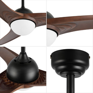 Marissa 52" Contemporary Industrial Iron/Plastic Mobile-App/Remote-Controlled 6-Speed Propeller Integrated LED Ceiling Fan