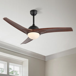 Marissa 52" Contemporary Industrial Iron/Plastic Mobile-App/Remote-Controlled 6-Speed Propeller Integrated LED Ceiling Fan