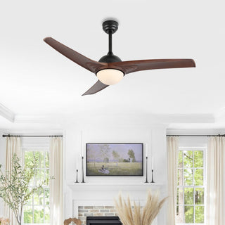 Marissa 52" Contemporary Industrial Iron/Plastic Mobile-App/Remote-Controlled 6-Speed Propeller Integrated LED Ceiling Fan