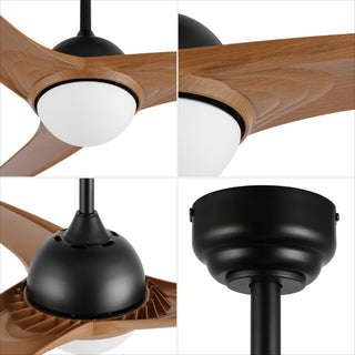 Marissa 52" Contemporary Industrial Iron/Plastic Mobile-App/Remote-Controlled 6-Speed Propeller Integrated LED Ceiling Fan