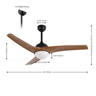 Marissa 52" Contemporary Industrial Iron/Plastic Mobile-App/Remote-Controlled 6-Speed Propeller Integrated LED Ceiling Fan