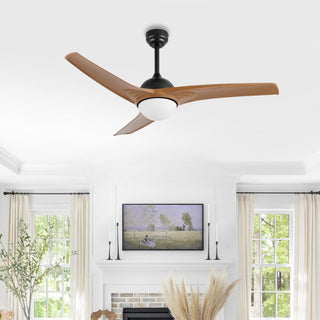 Marissa 52" Contemporary Industrial Iron/Plastic Mobile-App/Remote-Controlled 6-Speed Propeller Integrated LED Ceiling Fan