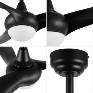 Terra 52" Coastal Vintage Iron/Plastic Mobile-App/Remote-Controlled 6-Speed Retro Swirl Integrated LED Ceiling Fan