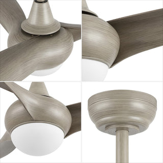 Terra 52" Coastal Vintage Iron/Plastic Mobile-App/Remote-Controlled 6-Speed Retro Swirl Integrated LED Ceiling Fan