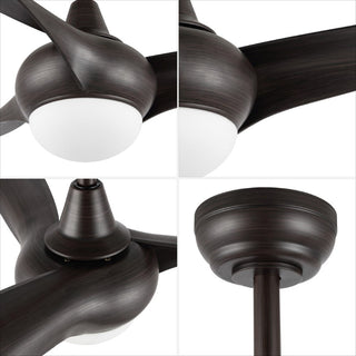 Terra 52" Coastal Vintage Iron/Plastic Mobile-App/Remote-Controlled 6-Speed Retro Swirl Integrated LED Ceiling Fan