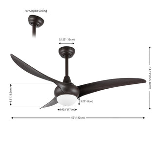 Terra 52" Coastal Vintage Iron/Plastic Mobile-App/Remote-Controlled 6-Speed Retro Swirl Integrated LED Ceiling Fan