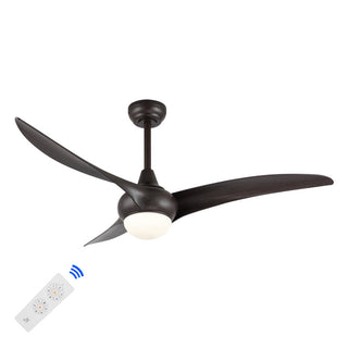 Terra 52" Coastal Vintage Iron/Plastic Mobile-App/Remote-Controlled 6-Speed Retro Swirl Integrated LED Ceiling Fan