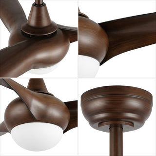 Terra 52" Coastal Vintage Iron/Plastic Mobile-App/Remote-Controlled 6-Speed Retro Swirl Integrated LED Ceiling Fan