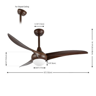 Terra 52" Coastal Vintage Iron/Plastic Mobile-App/Remote-Controlled 6-Speed Retro Swirl Integrated LED Ceiling Fan