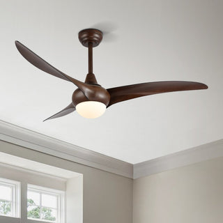 Terra 52" Coastal Vintage Iron/Plastic Mobile-App/Remote-Controlled 6-Speed Retro Swirl Integrated LED Ceiling Fan