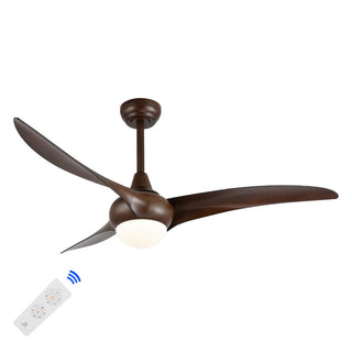 Terra 52" Coastal Vintage Iron/Plastic Mobile-App/Remote-Controlled 6-Speed Retro Swirl Integrated LED Ceiling Fan