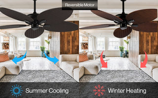 Thompson 52" Bohemian Industrial Iron/Plastic Mobile-App/Remote-Controlled 6-Speed Palm Blade Ceiling Fan