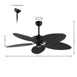 Thompson 52" Bohemian Industrial Iron/Plastic Mobile-App/Remote-Controlled 6-Speed Palm Blade Ceiling Fan