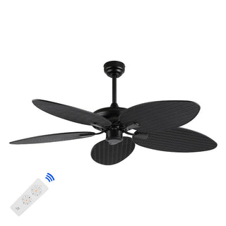 Tropical 52" Bohemian Industrial Iron/Plastic Mobile-App/Remote-Controlled 6-Speed Palm Blade Ceiling Fan